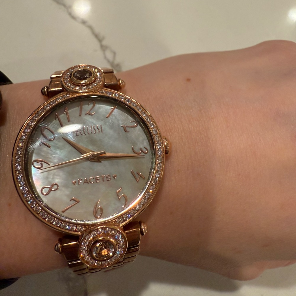 Ecclissi Round Rose Gold Stainless Steel Mother of Pearl Women's Watch - Picture 3 of 16